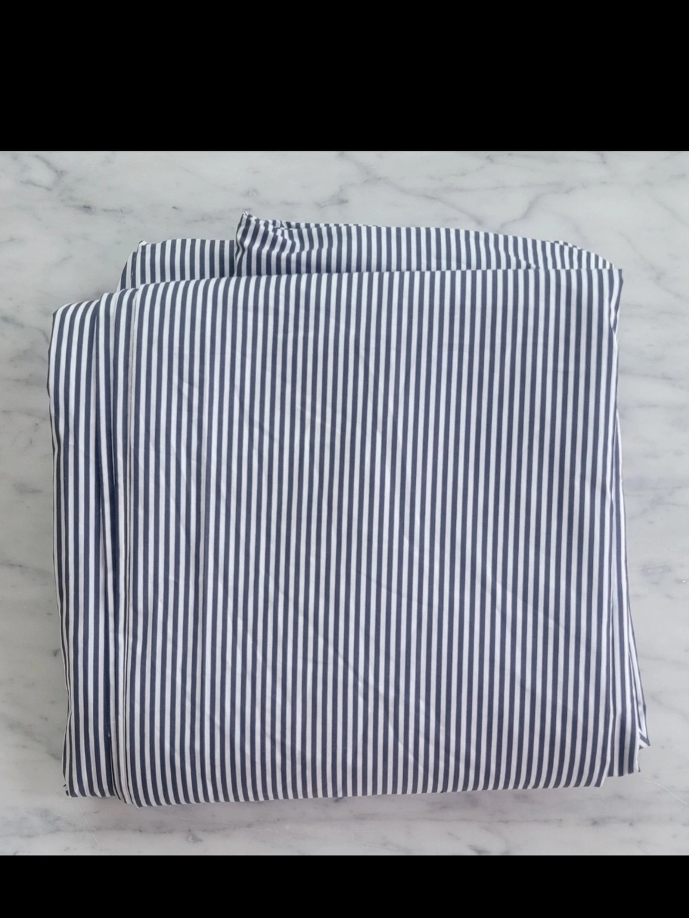 Quince 100% Organic Cotton Striped Duvet Cover! Full Queen, Navy/White
